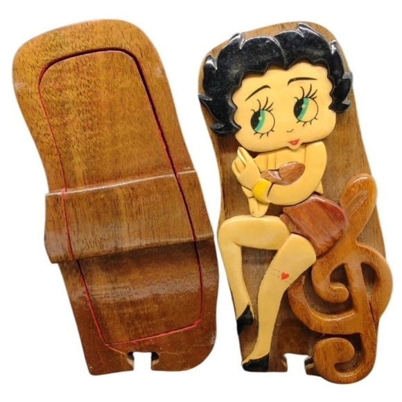 Artisan Betty Boop Wooden Puzzle Box 1990s - Picture 3 of 11